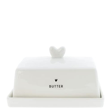 BC Butterdose BUTTER Heart Keramik weiß schwarz Küchenaccessoires Kochen Aufbewahrung gedeckter Tisch im Sale